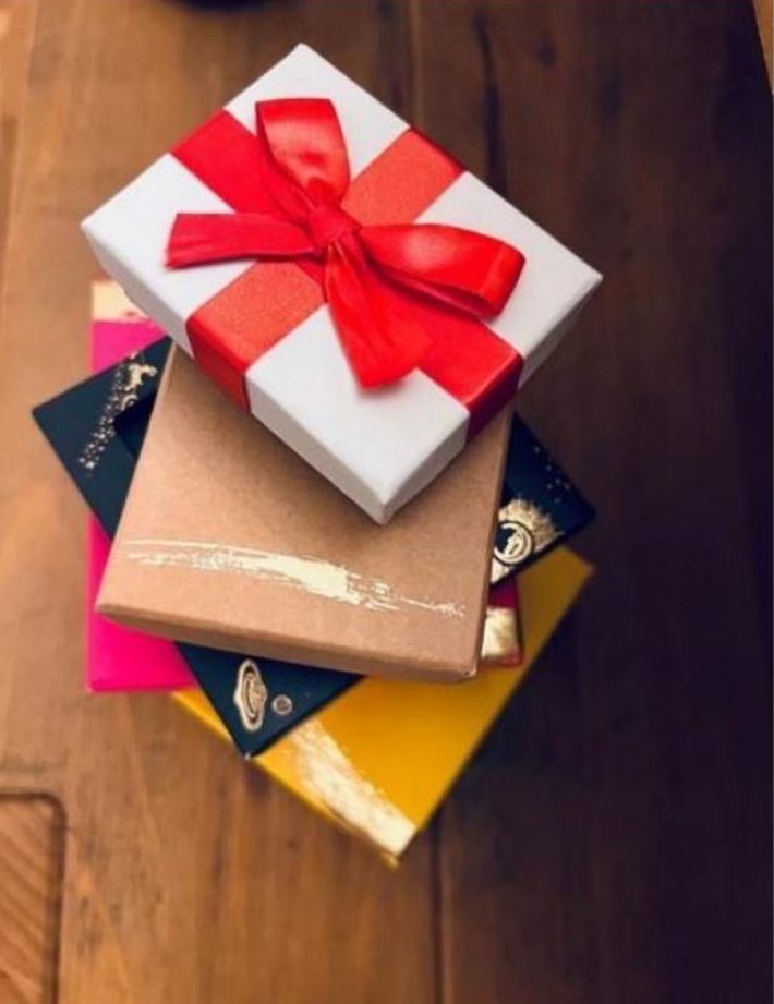 Ribbon-tied gift boxes