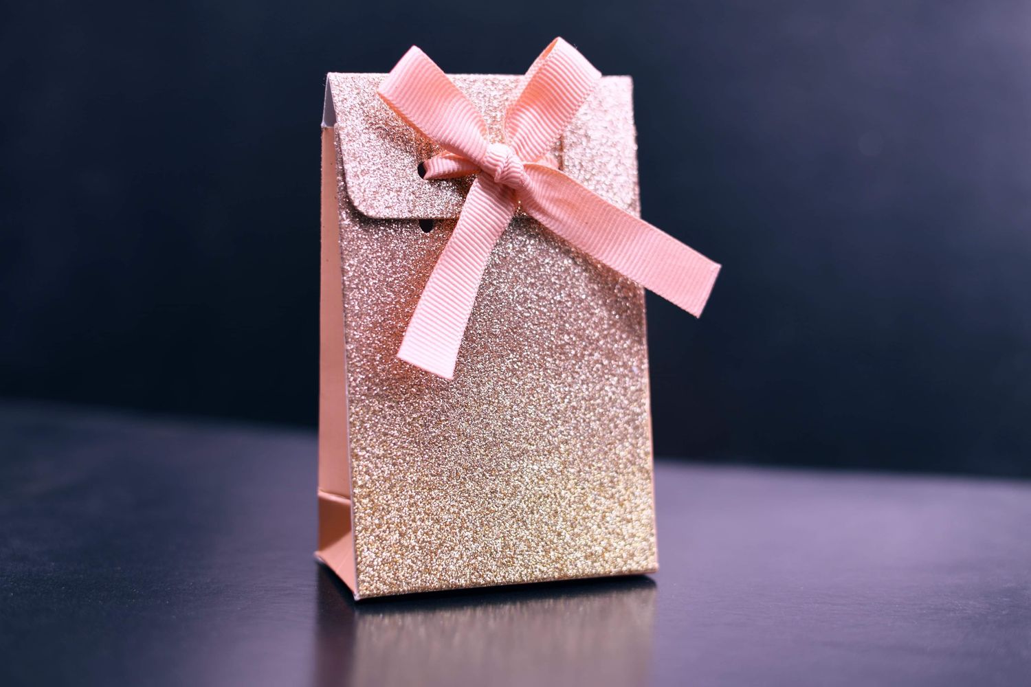 Biodegradable glitter gift bag with ribbon